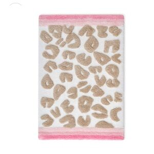 CARO HOME Collection Textured Plush Animal Print Bath Rug WithContrasting Border